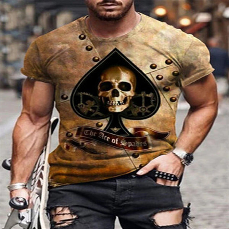 Casual Round Neck Short Sleeve 3D Digital Printing T-shirt