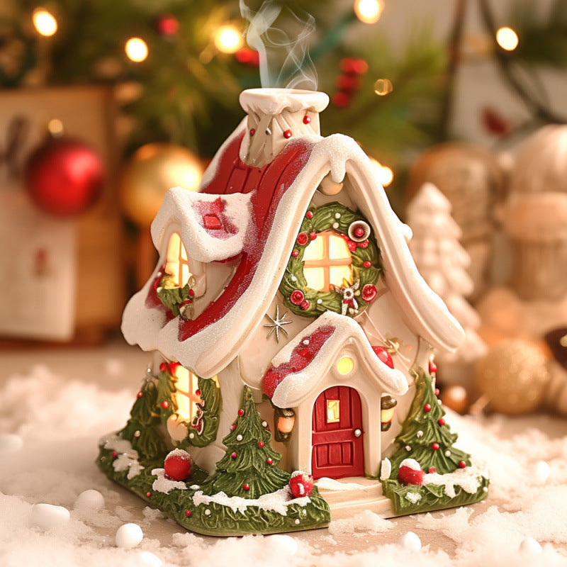Luminous Snow House Aromatherapy Stove Home Living Room Mini Resin Ornament