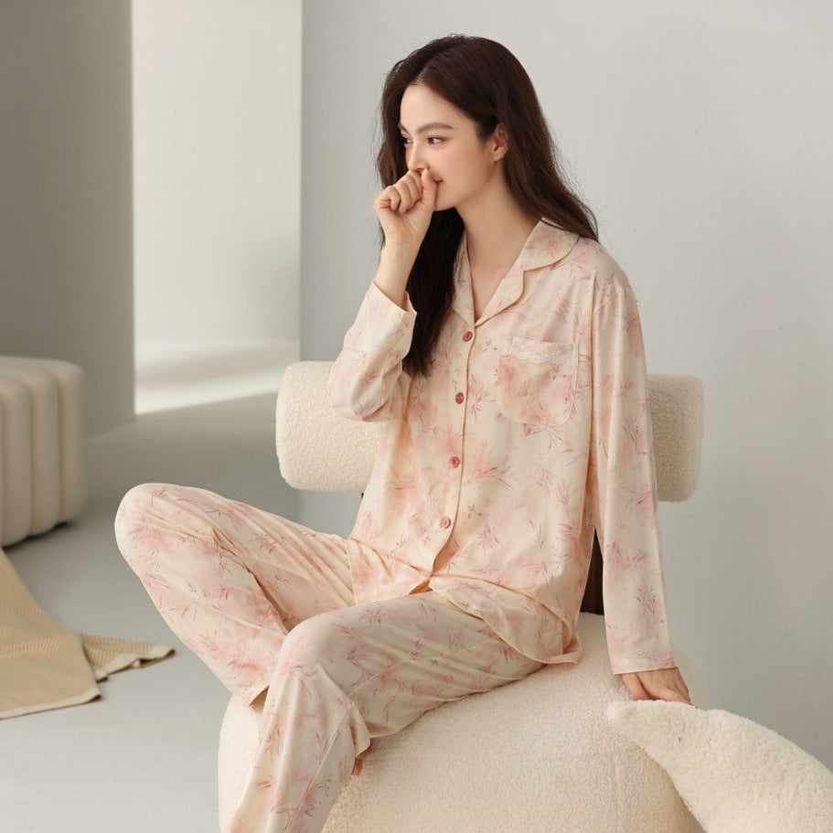 Unisex Modal Velvet Long Sleeve Cardigan Homewear Set