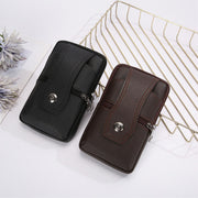 Men's PU Leather Phone Bag Eyelet Buckle Waterproof Large