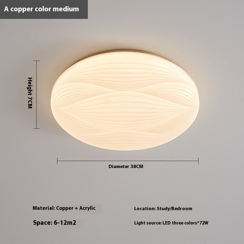 Modern Light Luxury Atmospheric Cream Style Copper Round Ceiling Lamp