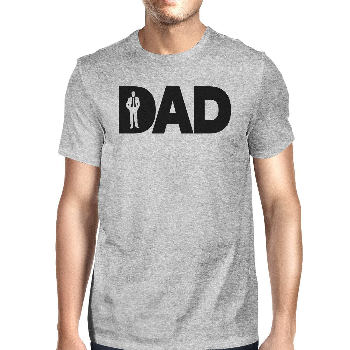 Dad Business Mens Gray Cotton T-Shirt Round Neck
