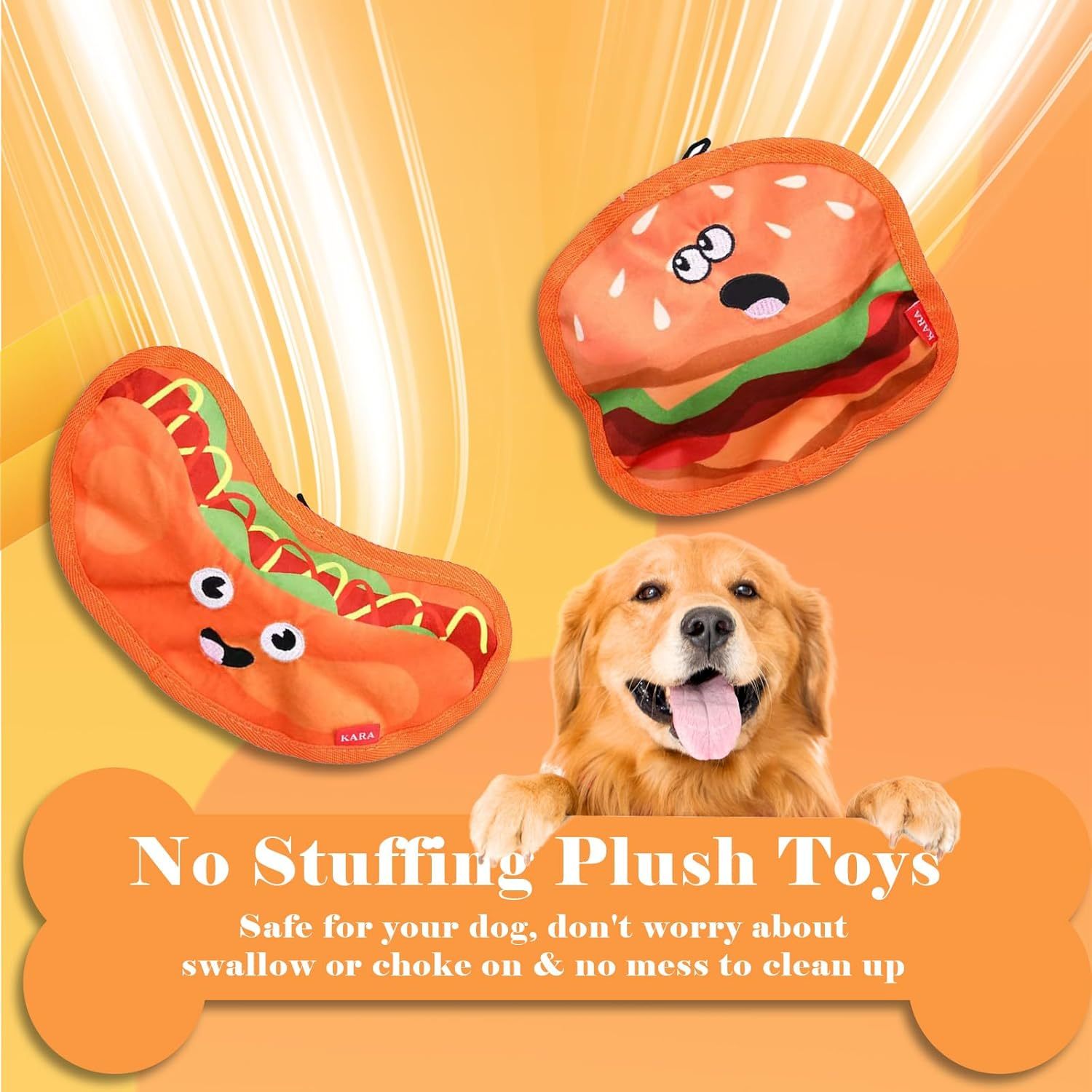 Durable Crinkle Squeaky Hamburger Dog Toy