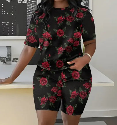 Women’s Printed T-Shirt and Shorts Two-Piece Set – Casual and Stylish Everyday Wear