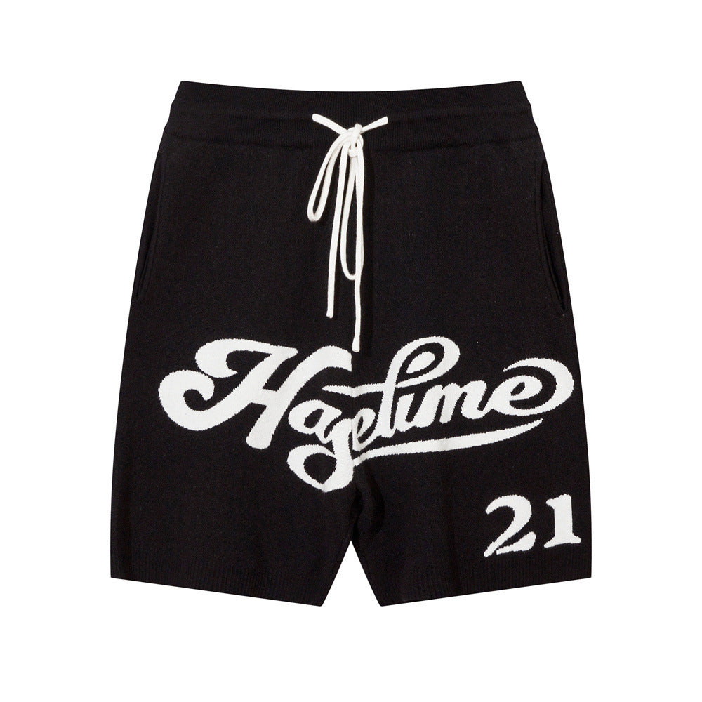 Men's Jacquard Letters Cotton Blend Shorts Casual Street