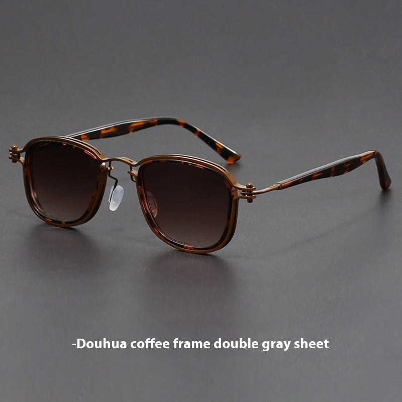 Retro Square Frame Metal Sunglasses