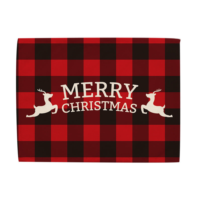 Christmas Series Cotton And Linen Placemat Dining Table Cushion Heat Proof Mat Anti-scald