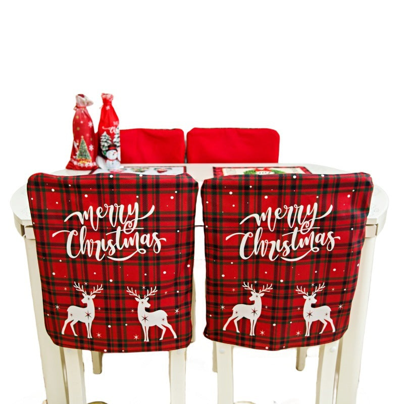 Christmas Table And Chair Cover Cartoon Decorative Printing Christmas Chair Cover Seat Cover