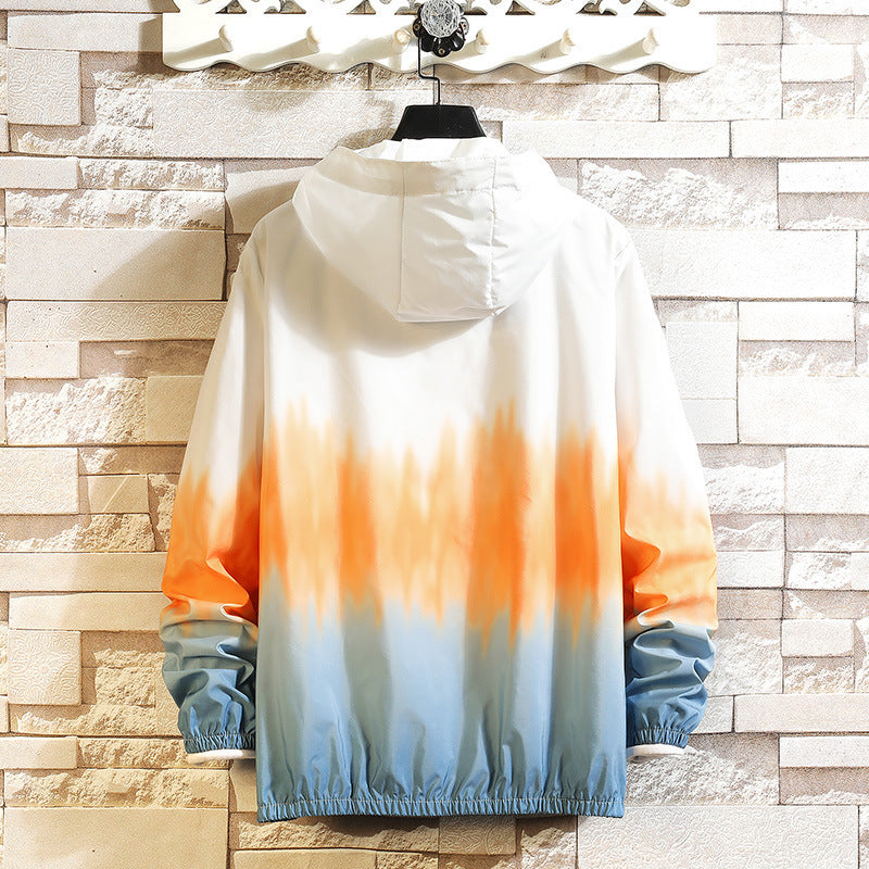 Gradient Couple Student Hooded Long-Sleeve Coat – Casual Sun Protection Jacket