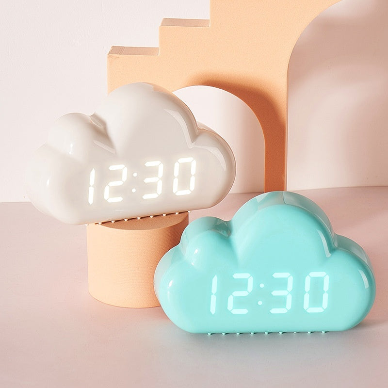 Creative Four Clouds Voice-controlled Led Bedside Snooze Student Calendar Luminous Electronic Clock