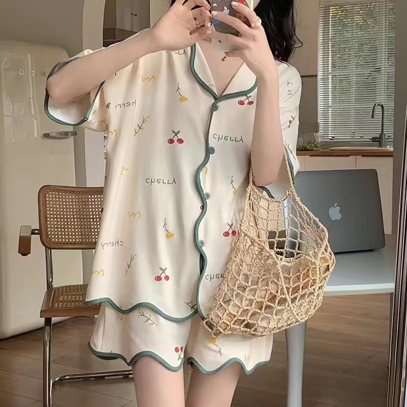 Women's Fashion Casual Short Sleeve Cute Loungewear Suit