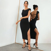 Fashion Women's Bag Hip Maxi Dress