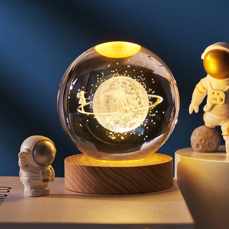 Luminous Starry Sky Moon and Planets Crystal Ball Night Lamp Projection Light