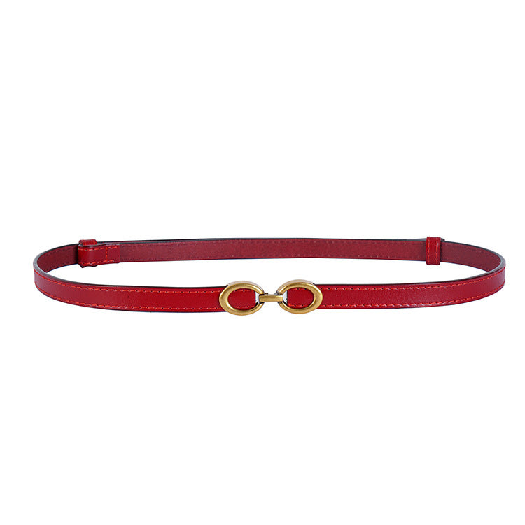 Women's Thin Double Buckle Waist Belt