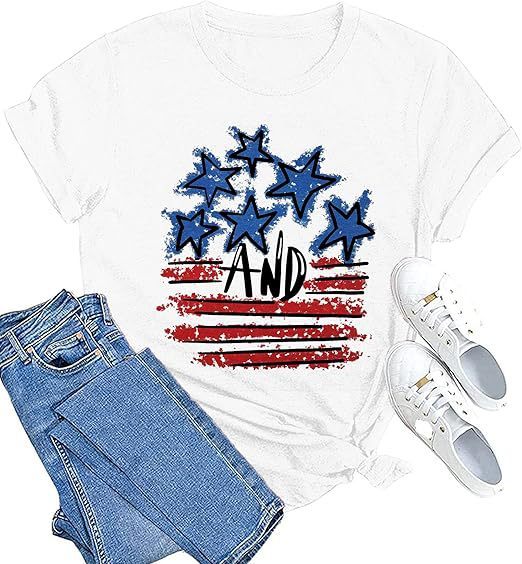 3D Digital Printing American Flag Women T-shirt