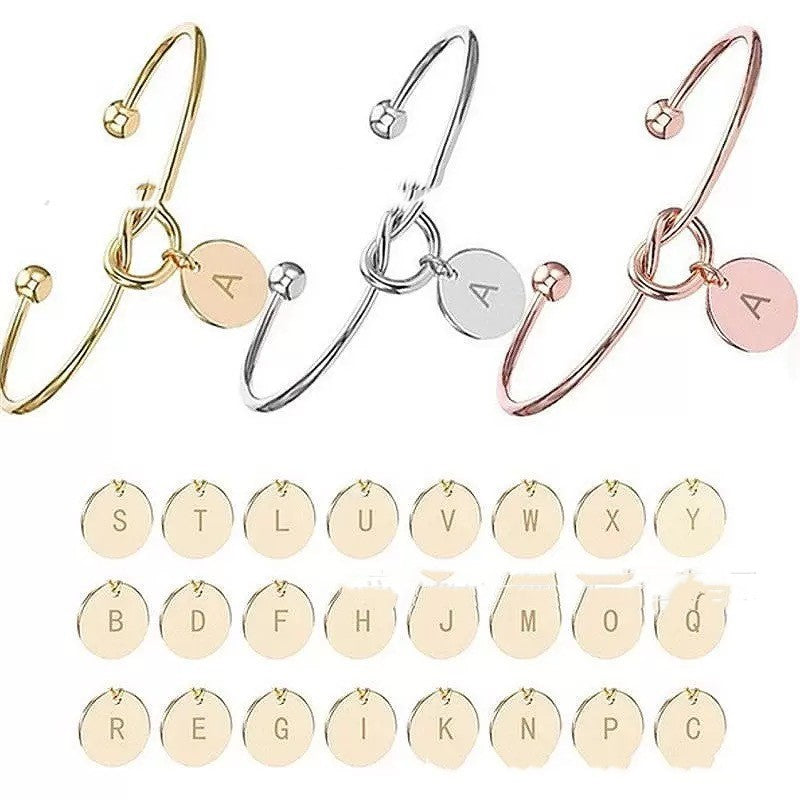 Unisex Titanium Steel Letter Bracelet – DIY Love Heart Wafer Design