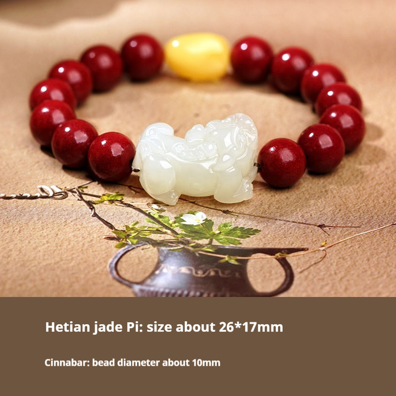 Hetian Jade Bracelet Black And Red Ropes Women