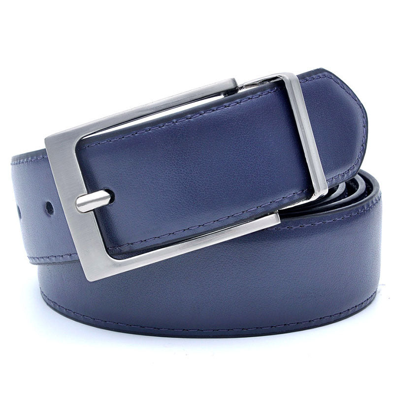 Genuine Leather Pin Buckle Belt – Classic Two-Tone Design