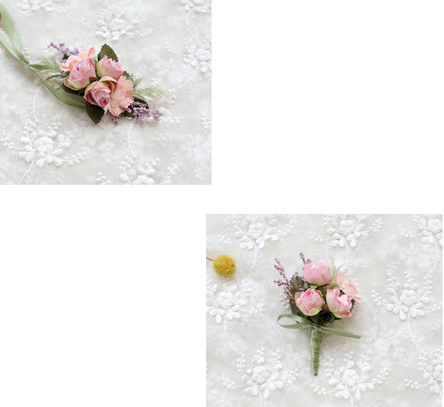 Elegant Groom and Groomsman Corsage with High-End Silk Flowers