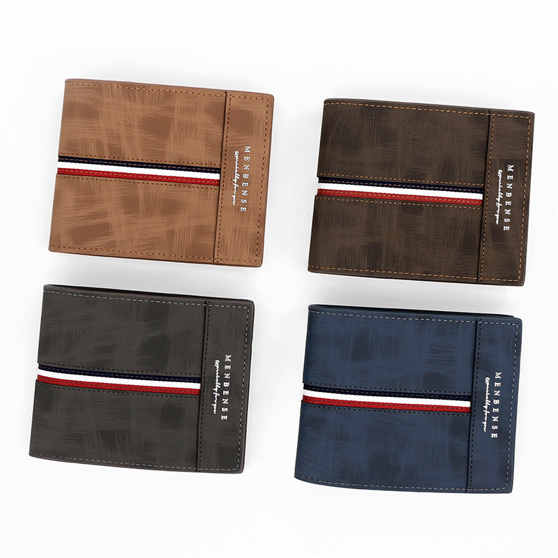 Tri Fold PU Leather Wallet Letters Pattern Unisex Slim