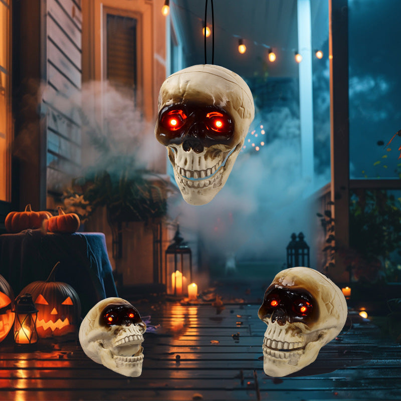 Animated Floating Skeleton Decoration – Realistic Skull Head with Scary Sound