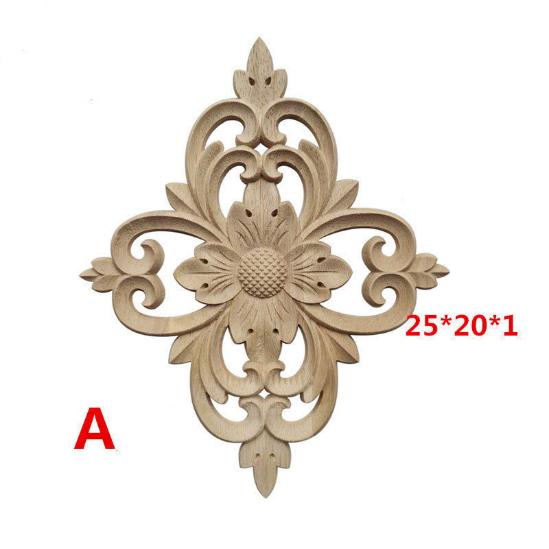 Solid Wood Decals Diamond Quadrilateral Furniture Decoration Carved Accessories