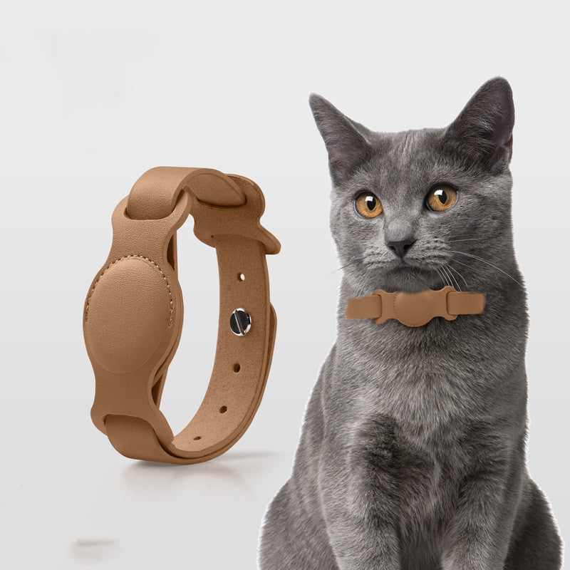 Anti-lost Device Cat And Dog Pet Collar Chain Leather Protective Cover