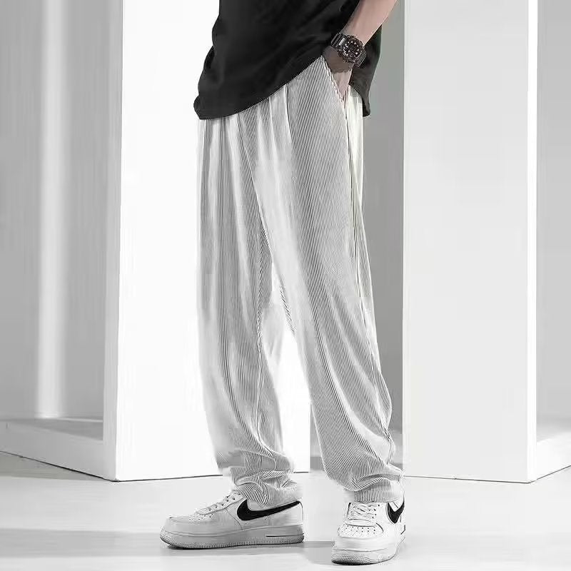 Men’s Loose Plus Size Draped Silky Air-Con Pants
