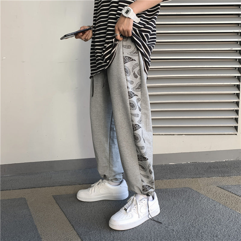Korean Retro Cashew Flower Loose Drawstring Pants
