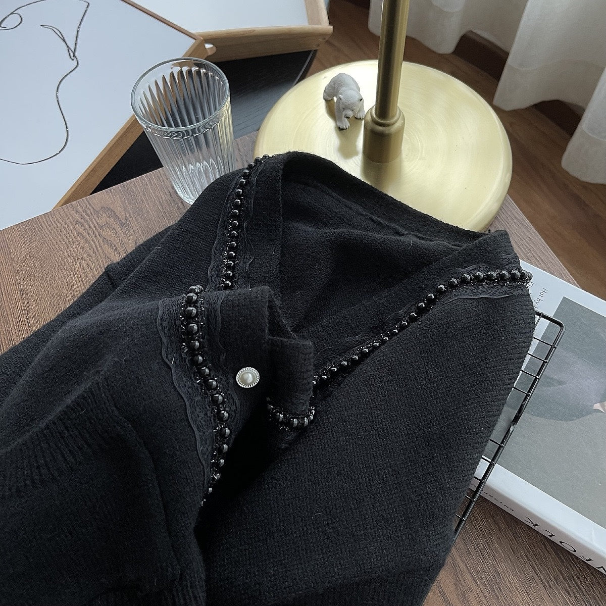 Retro Style Pearl Button Sweater Jacket Women