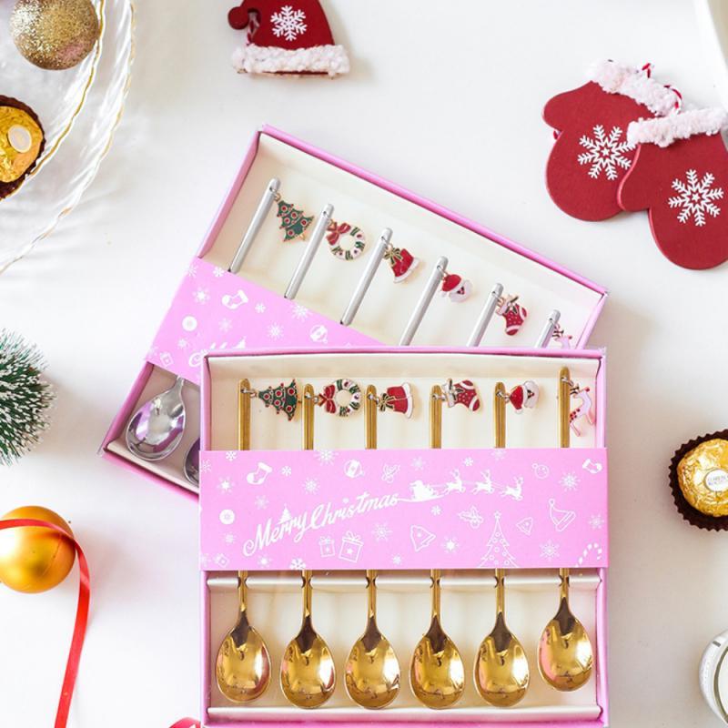 Stainless Steel Christmas Spoons For Tableware Ornaments