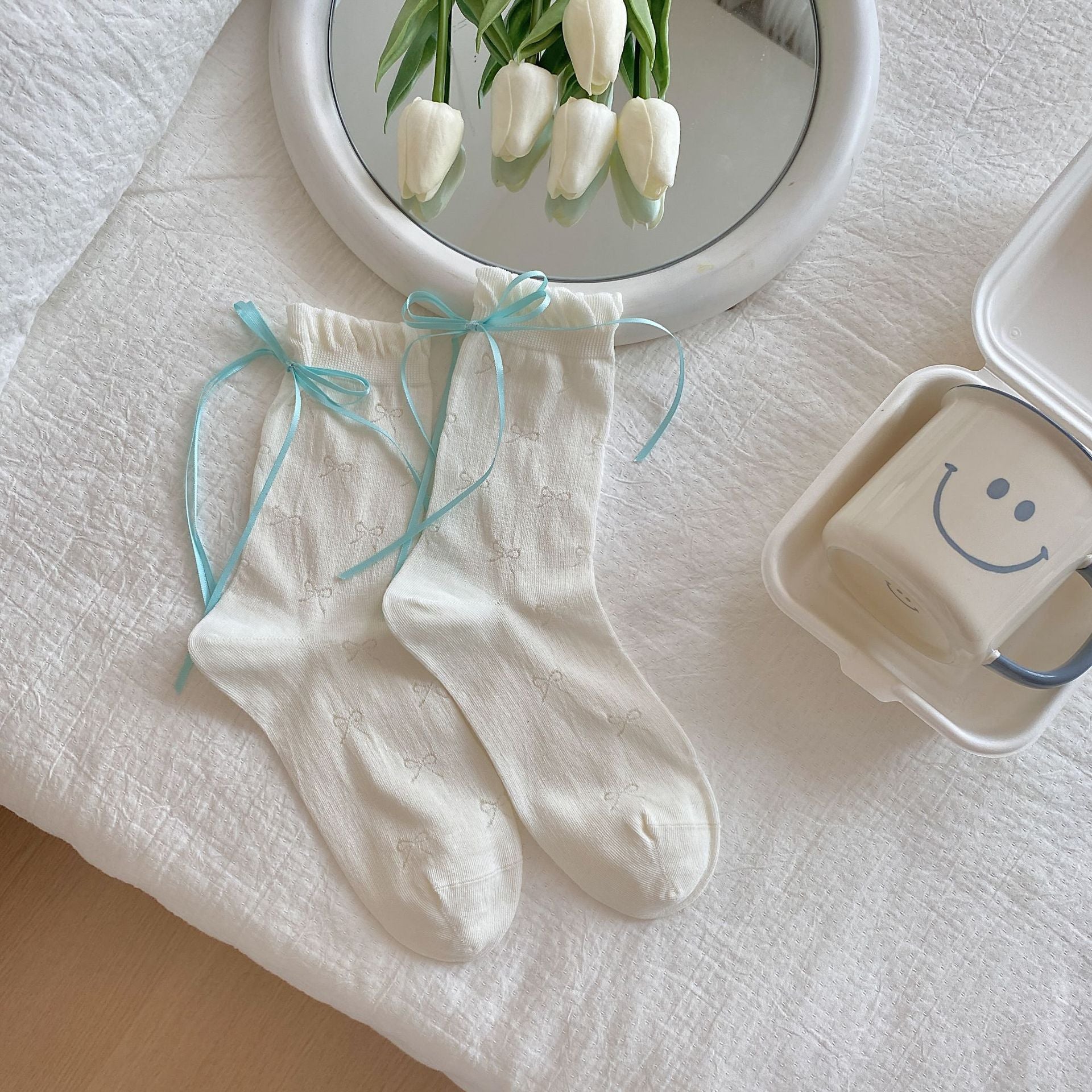 Thin Mesh Breathable Cotton Socks for Children – Cute Girl Bow Design