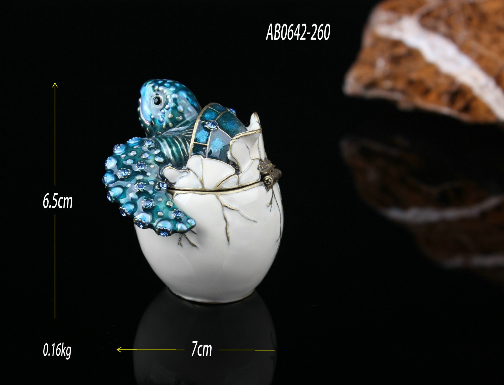 Eggshell Turtle Jewelry Box Home Ornament
