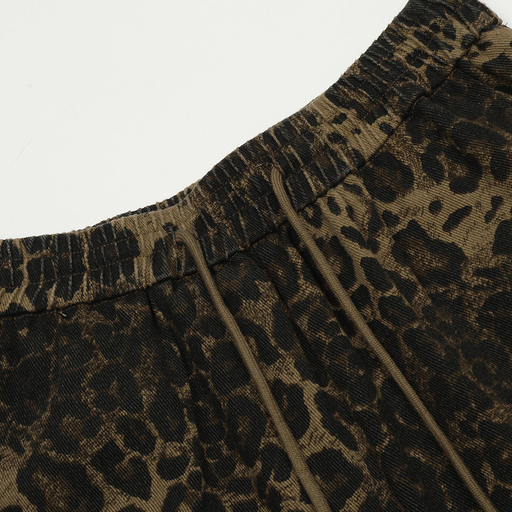 Men's Leopard Print Cargo Shorts Regular Cotton Streetwear