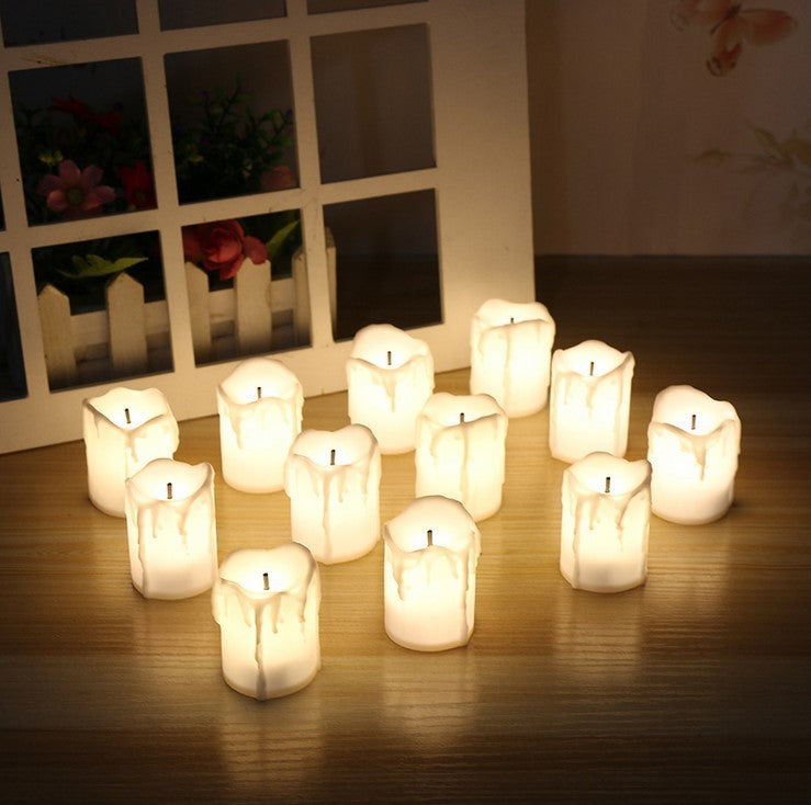 LED Tealight Candles Dripping Wax Effect Flameless Decorative Candle for Wedding and Christmas
