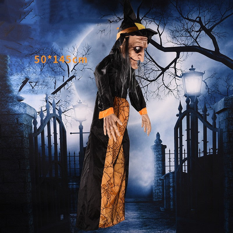 Halloween Voice-Activated Witch Toy – Electric Horror Prop for Ghost Festival, Bar, and Outdoor Decorations