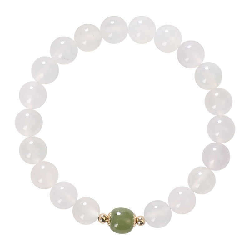 Natural White Agate Hetian Jade Bracelet For Women