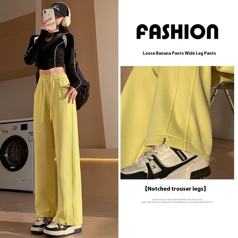 Women’s High-Waist Sweatpants – Long Thin Straight Loose Leisure Pants