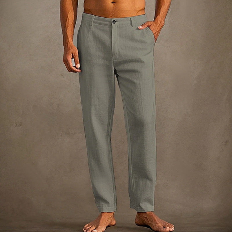 Men’s Linen Beach Pants – Diagonal Pocket Cool & Comfortable Trousers