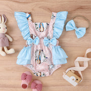 Baby Summer Romper Children's Clothing Floral Lotus Leaf Flounced Sleeve Printed Skirt