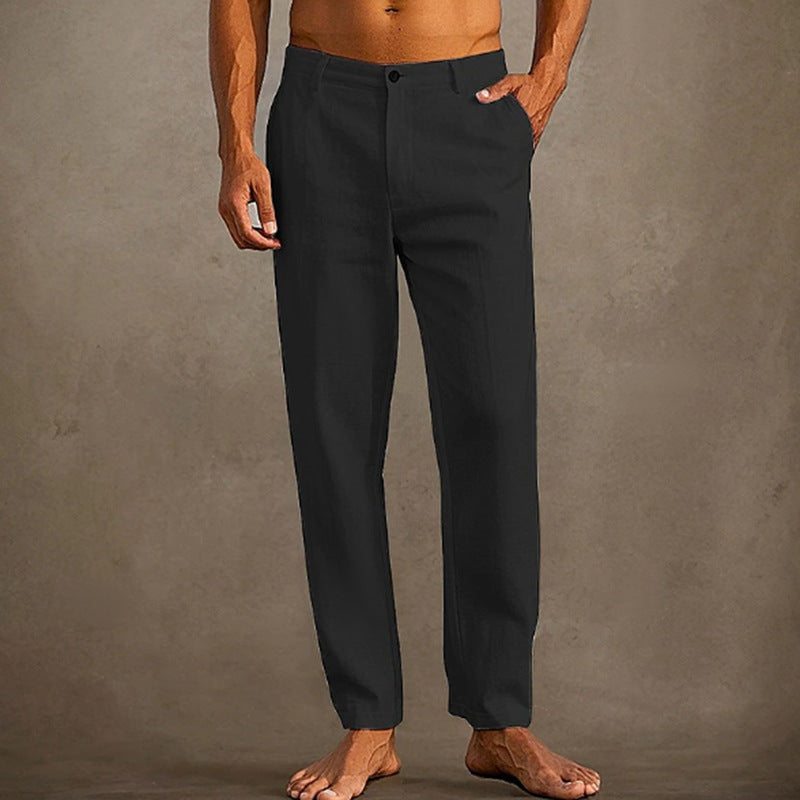 Men’s Linen Beach Pants – Diagonal Pocket Cool & Comfortable Trousers
