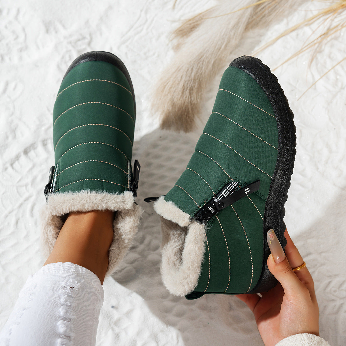 Waterproof Umbrella Cloth Snow Boots Low-top Side Zipper Non-slip Cotton-padded Boots