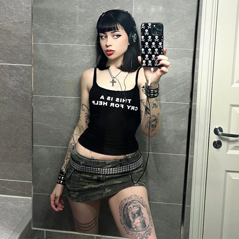 Knitted Sling Short Crop Vest Casual Top