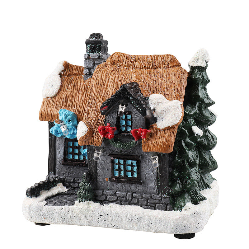Christmas Decorations Resin Small House Micro Landscape Ornaments