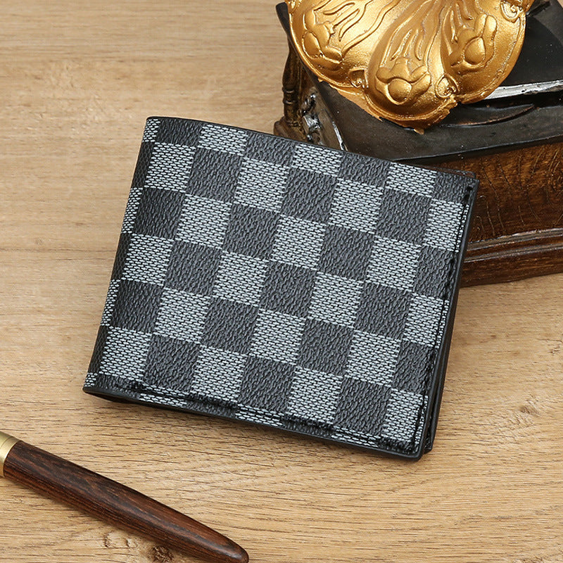 Unisex Plaid PU Leather Card Bag Slim Wallet Organizer