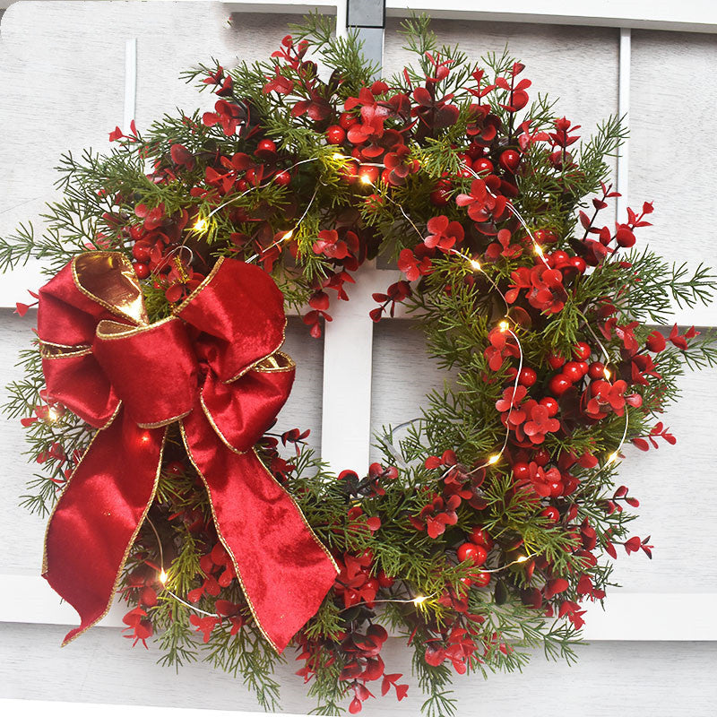 Artificial Cherry Christmas Wreath Red Door Hanging Garland Decoration