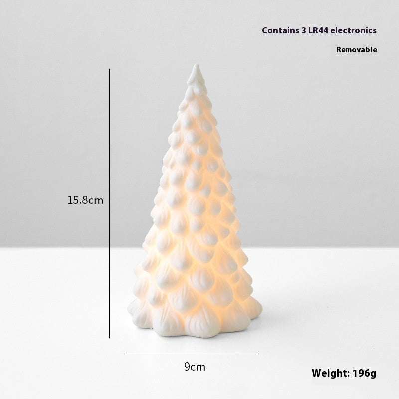 Ceramic Christmas Tree with LED Snowman Small House Desktop Decoration
