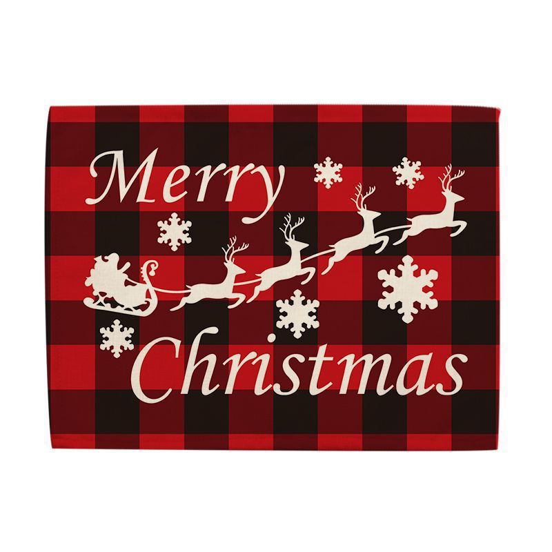 Christmas Series Cotton And Linen Placemat Dining Table Cushion Heat Proof Mat Anti-scald