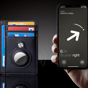 Men's Slim Leather AirTag Wallet – Anti-Theft RFID Multi-Functional Card Holder