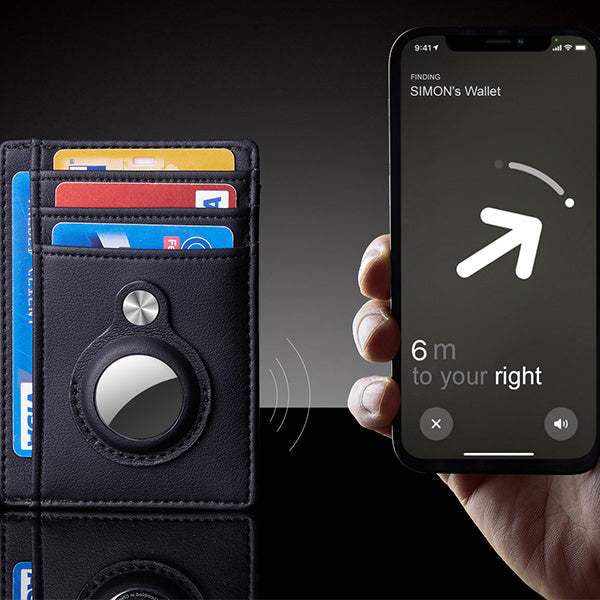 Men's Slim Leather AirTag Wallet – Anti-Theft RFID Multi-Functional Card Holder
